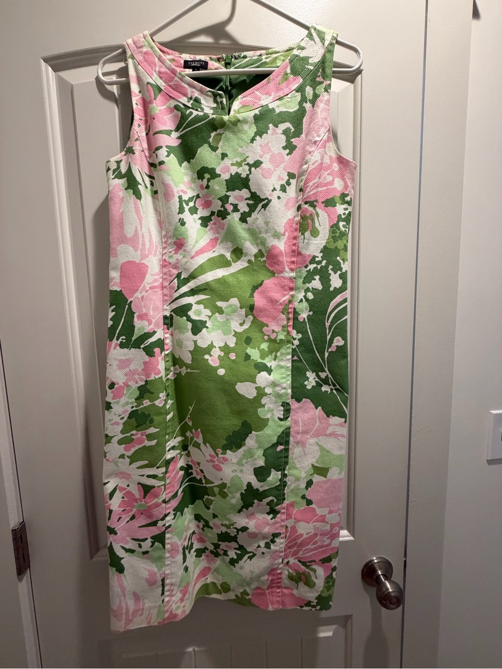 Talbots Pink and Green Floral Sleeveless Shift Dress